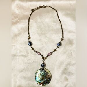 Abalone brass necklace